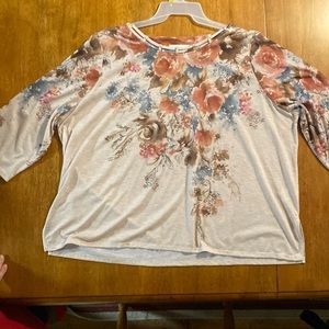 Cream and red blouse